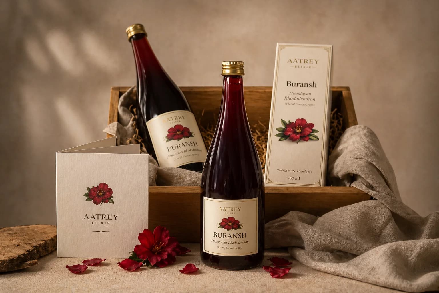 BURANSH gifting collection — crate with four bottles